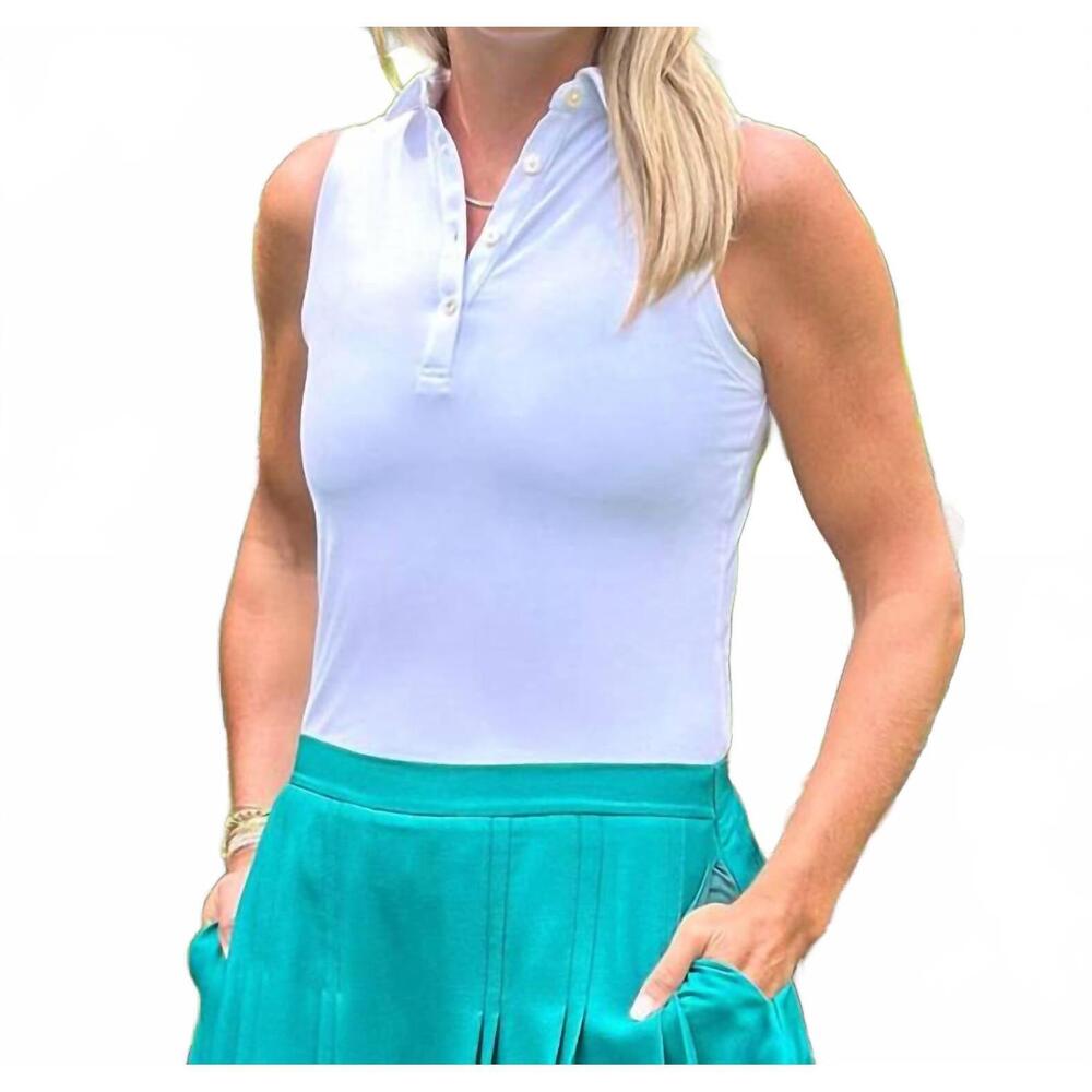 NEW HEDGE chiara collared tank in white